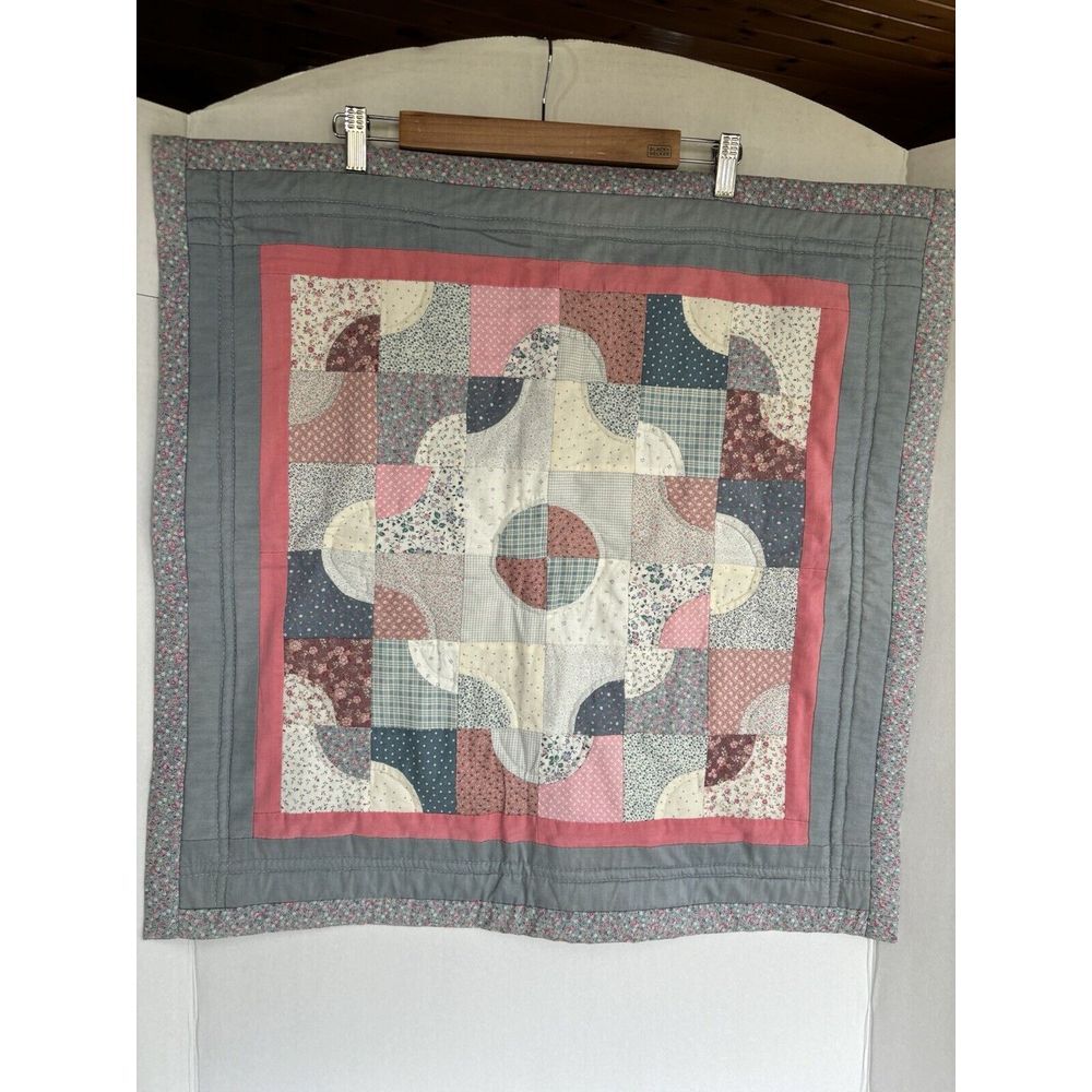 Lovely Pink / Blue Square‎ Patch Wall Hanging 25.5" x 25.5" Home Wall Decor